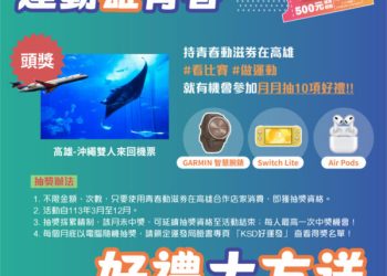高雄運發局加碼青春動滋券 抽「高雄-沖繩雙人來回機票」