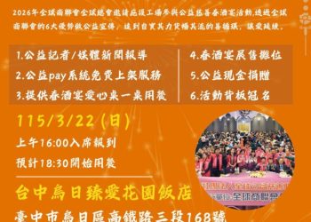 全球商聯會千人春酒 明年3/23啟動 號召全台企業投入公益