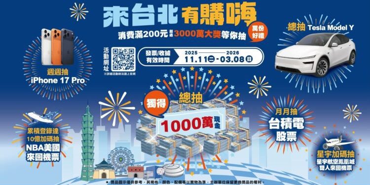 年節走春再拚大獎 「來台北有購嗨」消費抽獨得1千萬現金