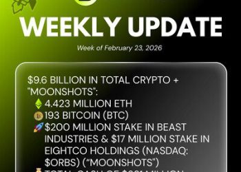 Bitmine Immersion Technologies (BMNR) 宣佈其以太幣持有量達 4.423 百萬枚代幣，加密資產及現金總持有額達 96 億美元
