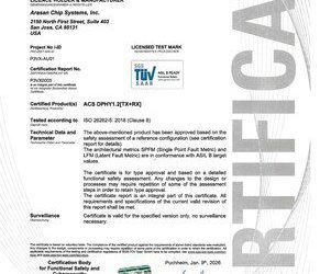 Arasan 的超低功耗 MIPI D-PHY IP 獲得 ISO 26262 認證
