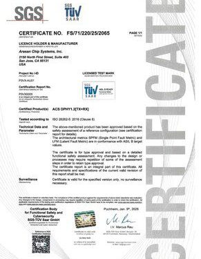 Arasan 的超低功耗 MIPI D-PHY IP 獲得 ISO 26262 認證