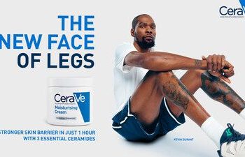 籃球巨星 Kevin Durant 在 CeraVe 最新「專業滋潤肌膚」宣傳活動中擔任「腿部護理新代言人」
